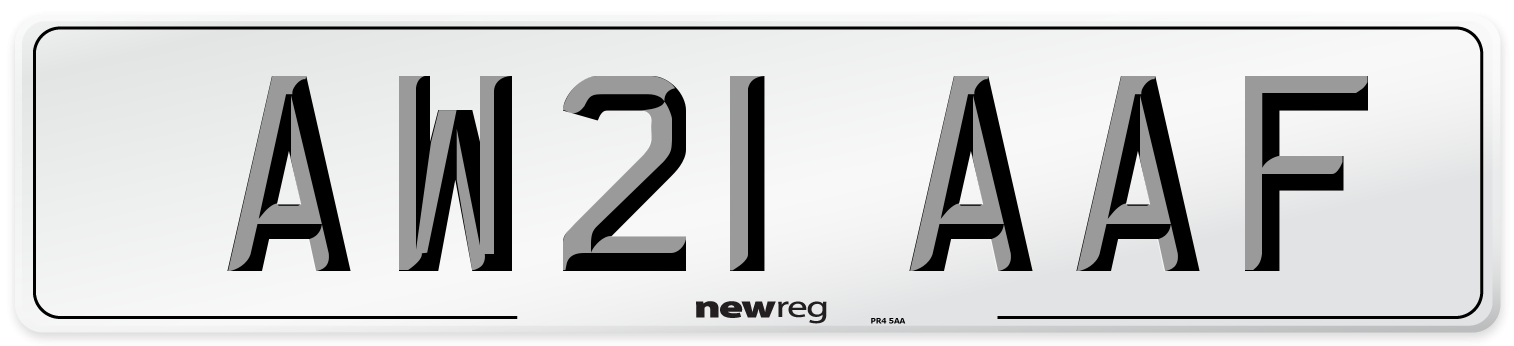 AW21 AAF Number Plate from New Reg